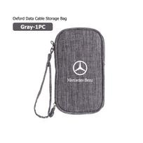 For Mercedes-Benz CLA SePortable Cable Organizer Waterproof Storage Bag Earphone Case For Mercedes Benz C180 C300 W124 W176 W177 C200 C260 GLC CLE CLA gray