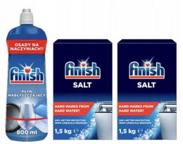 Indaplovių priežiūros rinkinys Finish: poliravimo skystis 800 ml ir druska 2 x 1,5 kg