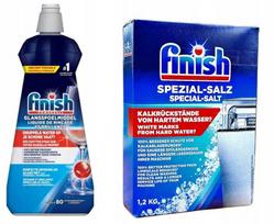 Indaplovių rinkinys FINISH: skalavimo skystis 400 ml ir druska 1,2 kg