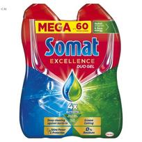 Indų ploviklis Somat EXCELLENCE DUO GEL su skalavimo priemone, 1080 ml, 60 plovimų