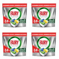 Indaplovių kapsulės Fairy Platinum All In One, citrinų kvapo, 34 vnt., 4 pakuotės