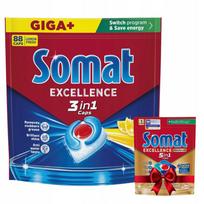 Indaplovių tabletės Somat Excellence 3in1, citrinų kvapo, 88 vnt. + dovana
