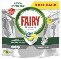 Indaplovės kapsulės Fairy Platinum, citrinų kvapo, 115 vnt.