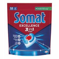 Indaplovių kapsulės SOMAT Excellence 3in1 Original Fresh, 34 vnt.