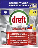 Indaplovės kapsulės DREFT Platinum Plus Lemon, 71 vnt.