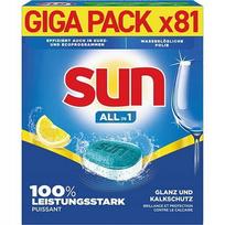 Indaplovių tabletės Sun All in 1 citrinų kvapo, 81 vnt., 1,4 kg