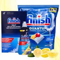 Indaplovių priemonių rinkinys Finish Quantum 120 kapsulių, blizgiklis 0,4 l, druska 1,5 kg