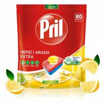 Indaplovių tabletės Pril All in One Extra Lemon, 80 vnt.