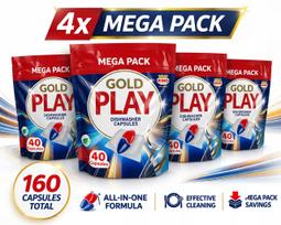 Indaplovių kapsulių rinkinys Play King All in One Gold, 40 vnt., 4 pakuotės