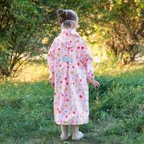 Lietaus paltai vaikams į mokyklą Happy Fruit High Waterproof Coar Doube Pocket / L white