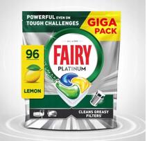 Indaplovių kapsulės Fairy Platinum All in One Lemon, 96 vnt.