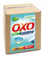 Indaplovės tabletės OXO All in One, 150 vnt., be dryžių ir dėmių