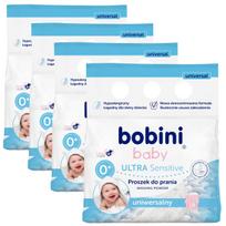 Skalbimo milteliai jautriai odai BOBINI BABY, baltiems drabužiams, 1,425 kg, 4 vnt., 76 skalbimų