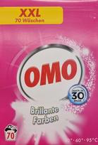 Skalbimo milteliai OMO BRILLANTE FARBEN, spalvotiems drabužiams, 4,9 kg, 70 skalbimų