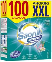 Skalbimo milteliai SAONIL, 5,5 kg, spalvotiems ir baltiems drabužiams, 100 skalbimų, su dėmių valikliu