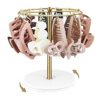 A33R-Hair Clip Storage Display Stand, 360-Degree Rotating Claw Clip Organizer Holder In Metal For Bedroom Bathroom Decor brown