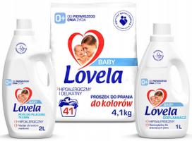 Rinkinys: Lovela Baby skalbimo milteliai 4,1 kg, dėmių valiklis ir skalavimo skystis, 41 skalbimas