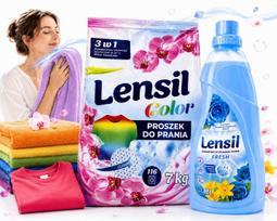 Skalbimo milteliai spalvotiems drabužiams LENSIL KOLOR 7 kg ir skalbinių minkštiklis 2 l rinkinys