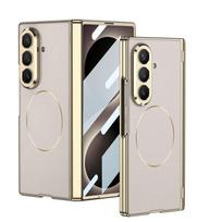For Samsung Galaxy Z Fold 8 Ultra 5G Case Luxury Matte Leather Electroplate Magnetic Wireless Charging Hinge Tempered Film Cover Galaxy Z Fold 8 Ultra gray