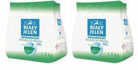 Skalbimo milteliai BIAŁY JELEŃ, baltiems šviesiems drabužiams, hipoalerginiai, 2 x 1,5 kg