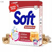 Skalbimo milteliai su Marselio muilo kvapu Soft, 5,25 kg, 105 skalbimai