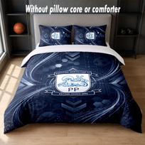 Preston North End Football Design Bed Bedding Set 1 Duvet Cover + 2 Pillowcases Soft Breathable Household Bed Linens 135cm*200cm gray