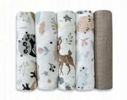 Daugkartinių flanelinių ir tetra sauskelnių rinkinys, 5 vnt., Dolce Sonno