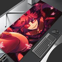 Red Anime Extended Desk Mat Laptop Cute H-hazbin XXL Hotel Mouse Pads PC Gamer Cabinet Mousepad A-alastor Non Slip Keyboard Rug 30cmx60cm(11.8x23.6inch) red