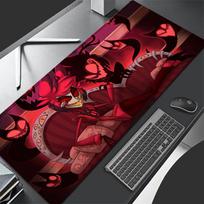 Red Anime Extended Desk Mat Laptop Cute H-hazbin XXL Hotel Mouse Pads PC Gamer Cabinet Mousepad A-alastor Non Slip Keyboard Rug 40cmx90cm(15.7x35.4inch) red