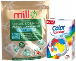 Skalbimo kapsulės su kanapėmis, universalios, 30 vnt. + servetėlės dovanų