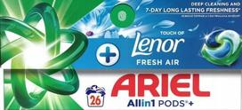Skalbimo kapsulės Ariel Pods+ Touch Of Lenor, 26 vnt., po 20,8 g