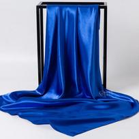 Koreano vienspalvis satininis šilko šalikas: Didelė kvadratinė skarelė pavasariui ir rudeniui - elegantiškas moteriškas universalus aksesuaras 90x90 cm blue