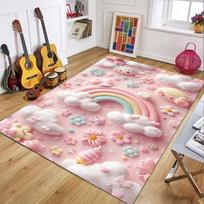 3D Animacinis Vaivorykštės Kilimas, Purus Neslystantis Vaikų Kilimas Miegamajam, Žaidimų Kambariui, Svetainei, Spalvingi Namų Dekoro Elementai 50X80cm gray