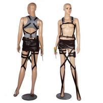 Japonijos Attack on Titan apsiaustas Shingeki No Kyojin Žvalgybos Legiono Cosplay Kostiumas Anime Cosplay 3 VNT Pilnas Rinkinys XXL black