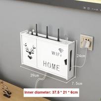 Punch-free Double Layers Wall Shelf TV Set-top Box Rack Living Room Router Wall Hanging Storage Box Wireless Wifi Router Shelf 24-39cm Deer Wifi white