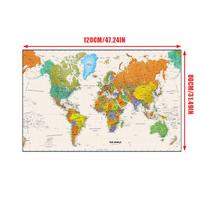 The World Map Non-woven Non-Smell Canvas Painting Aerial View Wall Art Poster Picture Home Office Vintage Decoration 120*80cm