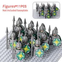 11PCS LOTR Elves Soldier Orcs Army Figures Armor Guard Warrior Archer Medieval Knights Building Blocks Bricks toys for kid gifts black