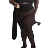 Moteriškos pūkinės pamušalo Leggings Vienas siūlas Šiltos netikros permatomos pėdkelnės Pilvo kontrolė Šildomos Leggings Pasimatymui, vakarėliui, darbui L juoda