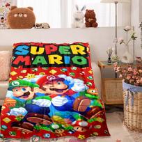 Super Mario Bros. margintas pledas, šiltas ir jaukus flanelinis pledas, tinkantis miegamiesiems, sofoms, lovoms, kėdėms, iškyloms an 100x150cm
