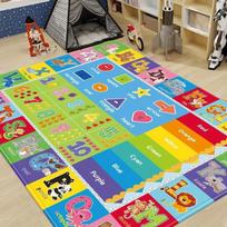 Abėcėlė ABC Gyvūnai Didelis Kilimas Namų Svetainei Miegamajam Sofai Prie Durų Dekoras Vaikų Žaidimų Vietai Kilimas Neslystantis Grindų Kilimėlis 100x150cm