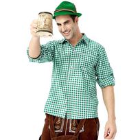 Tradicinis Oktoberfest vyrų languotas marškinys ir siuvinėti kombinezonai su kepure Medium blue