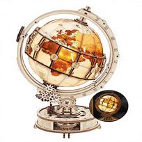 For 3D Wooden Puzzles Adults Illuminated Globe Stand 180pcs 3D Puzzles Built-in LED Model Kit Hobby Gifts Home Decor Standard smėlis