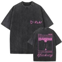 Vintage Washed Cotton T Shirt Singer Ed Sheeran Australia  Nz Tour 2026 Print Tshirts Men Women Clothing Short Sleeve Tshirt XL black