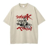 Berserk Manga T-shirt Guts Graphic T Shirt Men Women Clothes Short Sleeve Tees Oversized Cotton Tshirt L gray