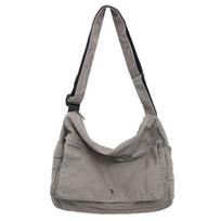 Japanese washed canvas bag lazy wind drooping messenger bag women's literary class bag mailman bag casual shoulder bag men gray