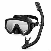 M701 Diving Mask and Dry Snorkel Set for Snorkeling Swimming One Size Black + One Size_Black + Dry Snorkel gray