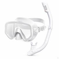 M701 Diving Mask and Dry Snorkel Set for Snorkeling Swimming One Size Black + One Size_White + Dry Snorkel