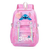 Stitch kuprinė studentams, didelės talpos, su vaivorykštės raštu, animacinio stiliaus, lauko krepšys Pink a style