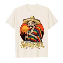 Smiguel Mexican Sombrero Vintage Mexican Culture Mashup Tshirt For Unisex Unisex Cotton Short Sleeve Tops Y2k Clothes Fashion Top 3XL beige