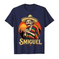 Smiguel Mexican Sombrero Vintage Mexican Culture Mashup Tshirt For Unisex Unisex Cotton Short Sleeve Tops Y2k Clothes Fashion Top 2XL black